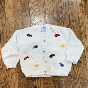 White Bella Bliss Fish Cardigan size 3